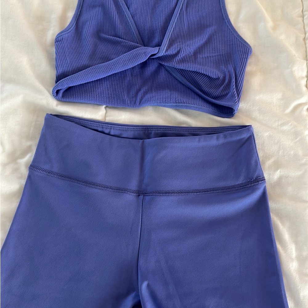 Garage Blue Ribbed Crop Top and shorts set